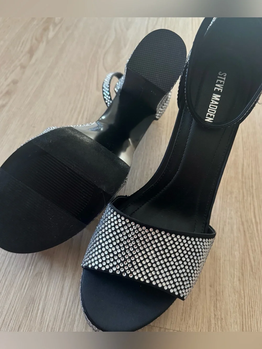 Steve Madden rhinestone Platform Sandals heels New